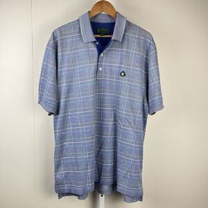 Brooks Brothers St Andrews Links‎ Polo Golf Shirt Blue Plaid Cotton Mens XL